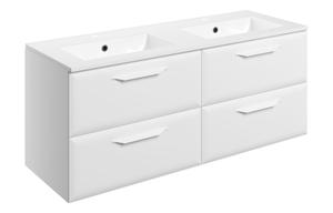 Stafford 1210mm Wall Hung 4 Drawer Basin Unit w/2TH Basin - Matt White